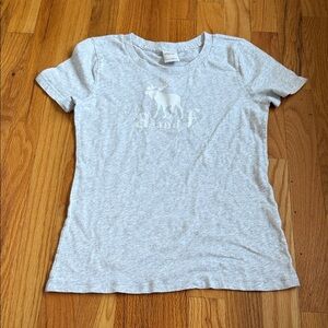Abercrombie & Fitch Light Heather Gray Kids Tee with Moose Graphic